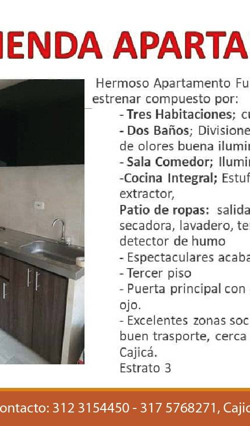 Apartamento en arriendo en Cajicá